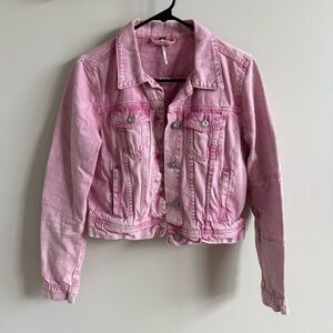 Free People Pink Denim Jacket